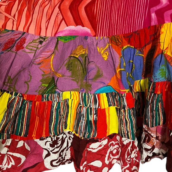 Vintage Jams World Hattie Dress Size M "Pinky" Spun Rayon Vibrant Floral Tiered - Picture 4 of 8